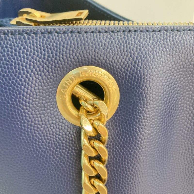 MS0349 Yves Saint Laurent YSL 聖羅蘭 手提 托特包 顆粒牛皮 軍藍色 Tote 35cm Grained Calfskin Navy x GHW-26