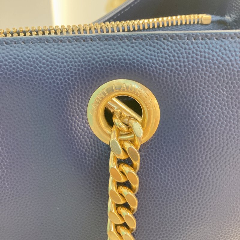 MS0349 Yves Saint Laurent YSL 聖羅蘭 手提 托特包 顆粒牛皮 軍藍色 Tote 35cm Grained Calfskin Navy x GHW-27