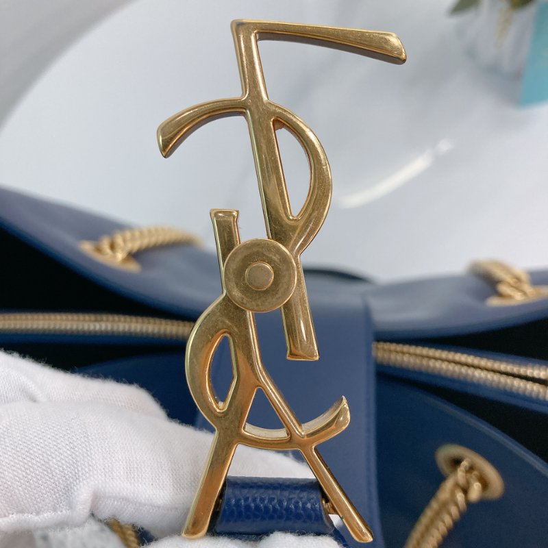 MS0349 Yves Saint Laurent YSL 聖羅蘭 手提 托特包 顆粒牛皮 軍藍色 Tote 35cm Grained Calfskin Navy x GHW-32