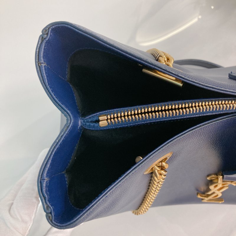 MS0349 Yves Saint Laurent YSL 聖羅蘭 手提 托特包 顆粒牛皮 軍藍色 Tote 35cm Grained Calfskin Navy x GHW-33