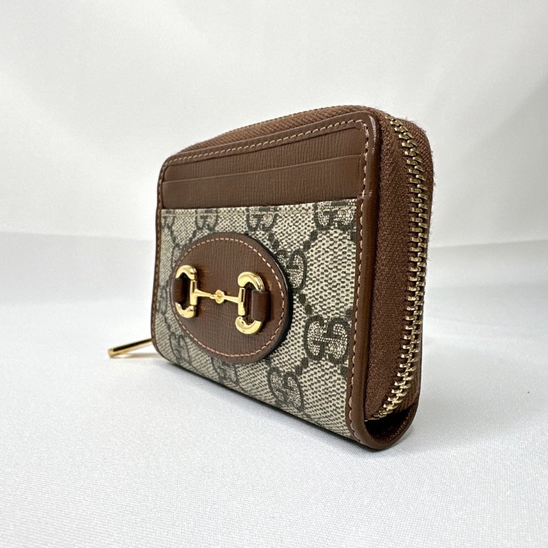 GUCCI 全新馬銜扣1955拉鍊卡夾零錢包-2