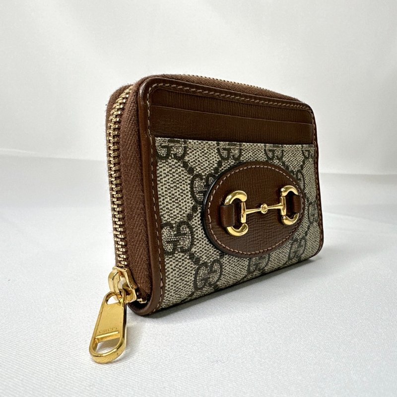 GUCCI 全新馬銜扣1955拉鍊卡夾零錢包-3