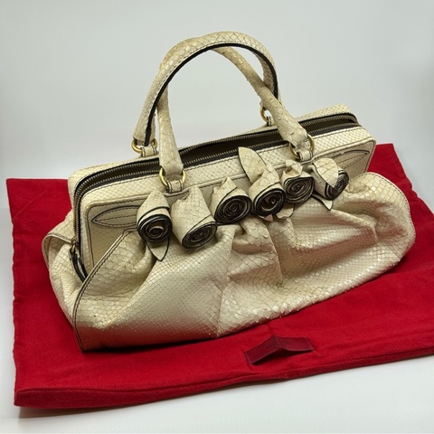 Valentino 米白色蛇皮面手抽袋
