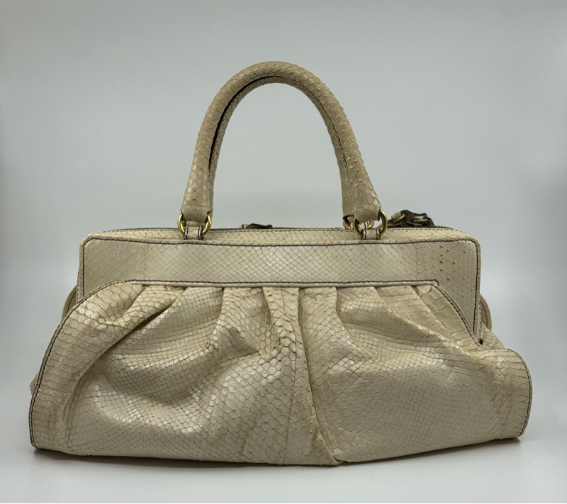 Valentino 米白色蛇皮面手抽袋-7