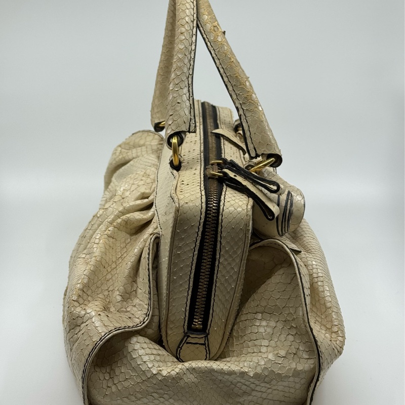Valentino 米白色蛇皮面手抽袋-8