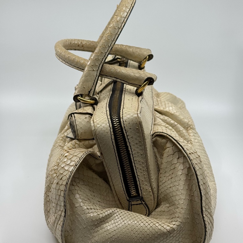 Valentino 米白色蛇皮面手抽袋-9