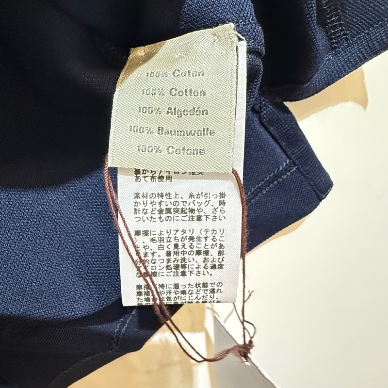 Hermes 深藍色 圓領珠地網眼材質 經典男裝上衣-4