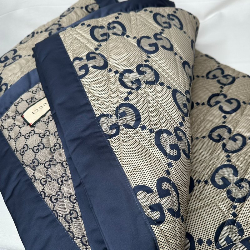 GUCCI 全新雙面GG棉質單人蓋毯-5