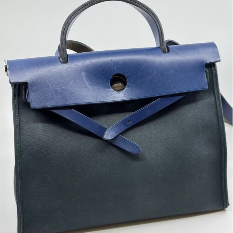 HERMÈS Herbag Zip 31cm 藍色-6
