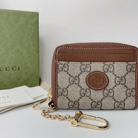 GUCCI 老花拉鍊吐司卡包
