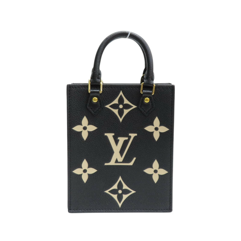 黑色 原花 牛皮壓紋 PETIT SAC PLAT 兩用包【LOUIS VUITTON LV 路易威登】 M81416-1