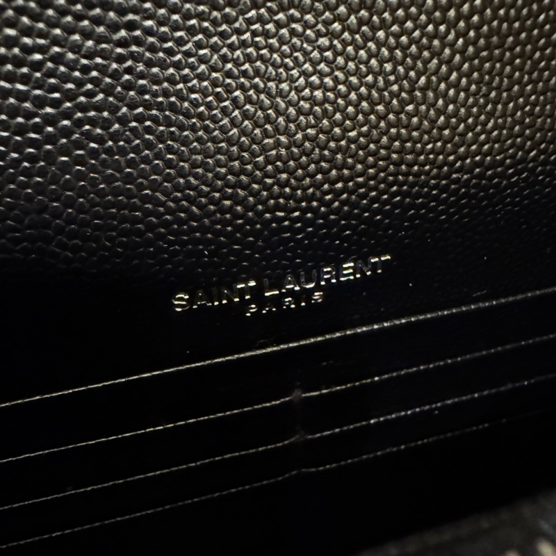 YSL 魚子醬信封式WOC 黑銀 19公分大全配台灣購證-5