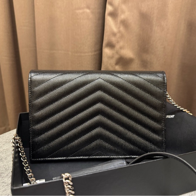 YSL 魚子醬信封式WOC 黑銀 19公分大全配台灣購證-7