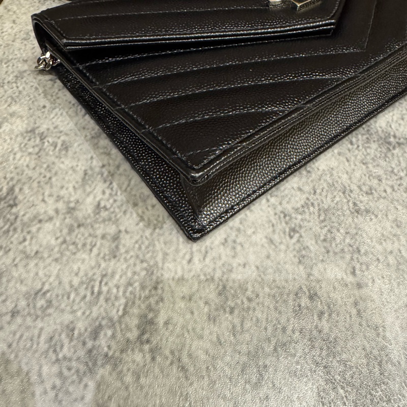 YSL 魚子醬信封式WOC 黑銀 19公分大全配台灣購證-9
