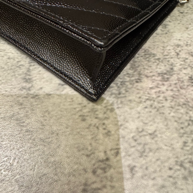 YSL 魚子醬信封式WOC 黑銀 19公分大全配台灣購證-10