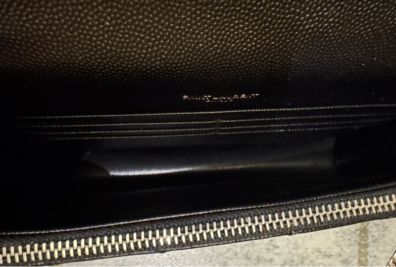 YSL 魚子醬信封式WOC 黑銀 19公分大全配台灣購證-16