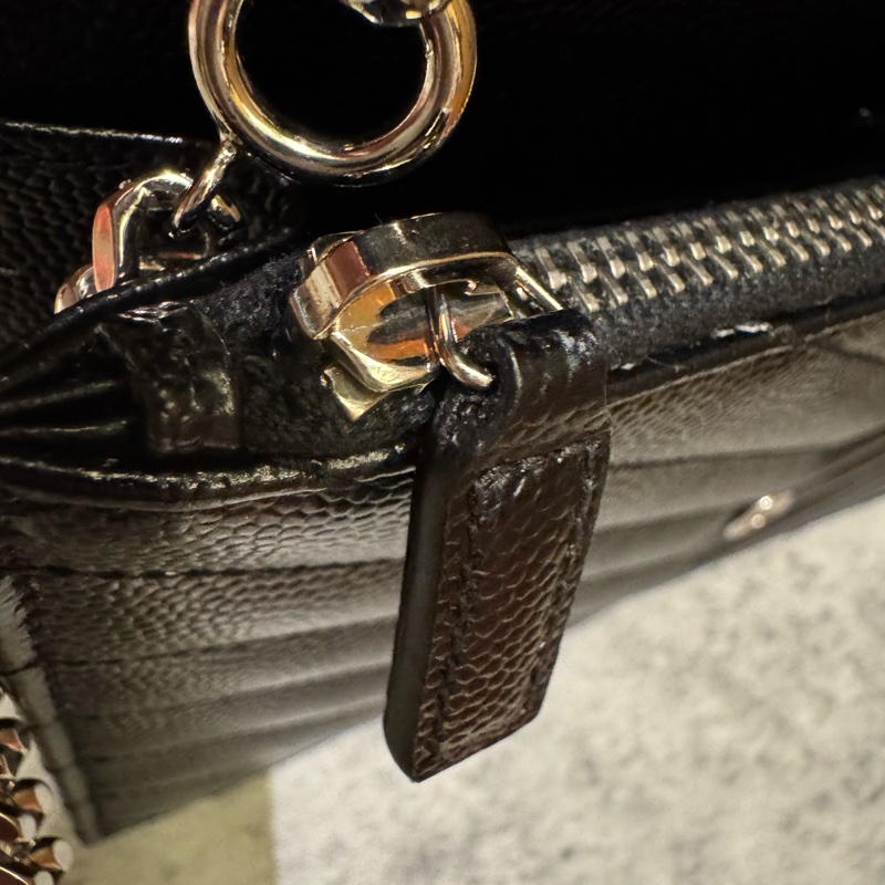 YSL 魚子醬信封式WOC 黑銀 19公分大全配台灣購證-18