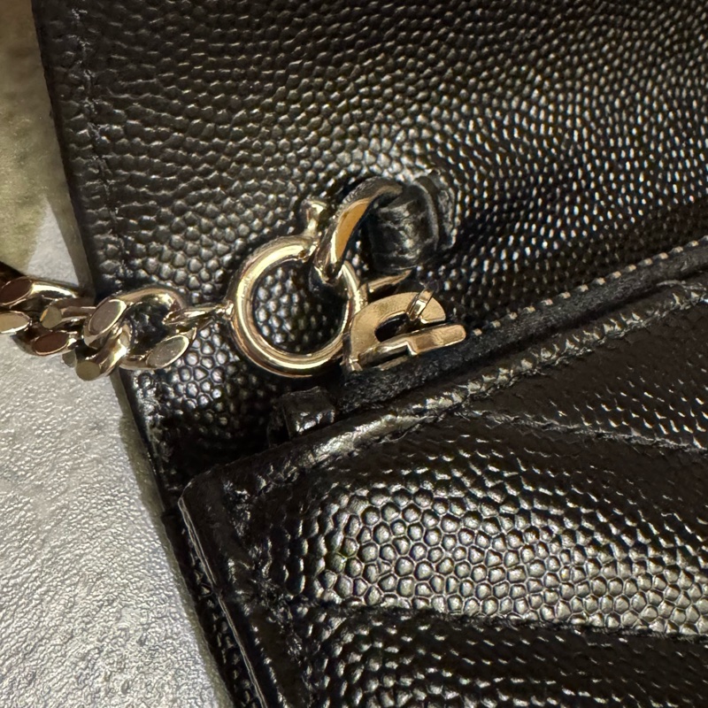 YSL 魚子醬信封式WOC 黑銀 19公分大全配台灣購證-19