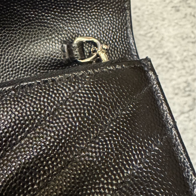 YSL 魚子醬信封式WOC 黑銀 19公分大全配台灣購證-20