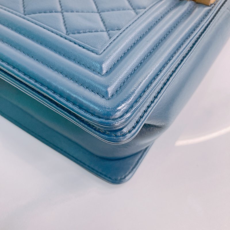 MS0351 Chanel 香奈兒 經典 中號 羊皮 海軍藍 金扣 Boy Medium 25cm Bag Lambskin Navy x GHW-5