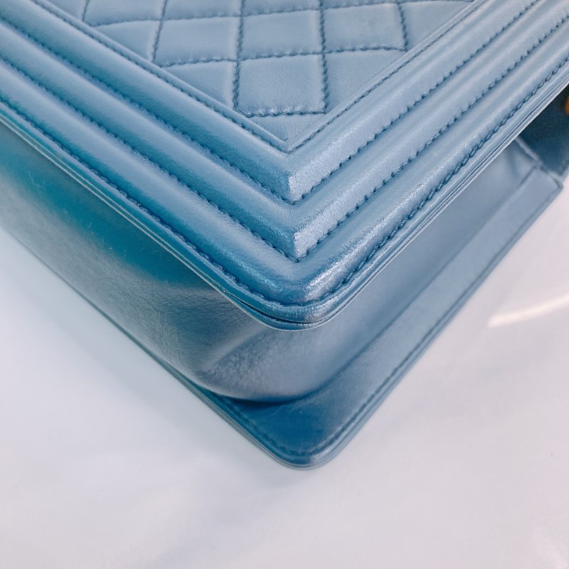 MS0351 Chanel 香奈兒 經典 中號 羊皮 海軍藍 金扣 Boy Medium 25cm Bag Lambskin Navy x GHW-8