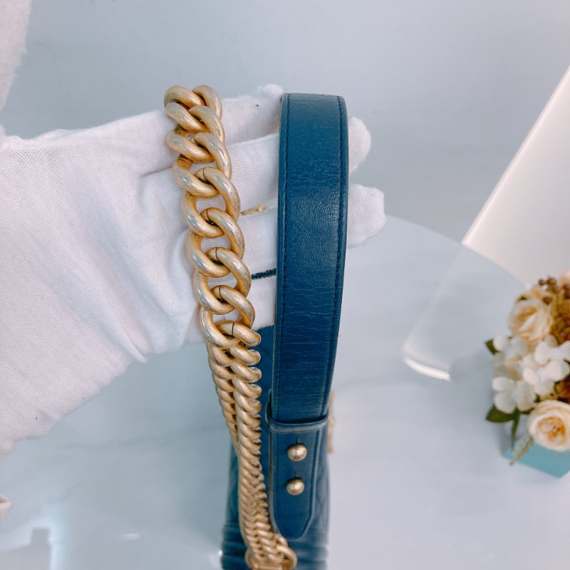 MS0351 Chanel 香奈兒 經典 中號 羊皮 海軍藍 金扣 Boy Medium 25cm Bag Lambskin Navy x GHW-14
