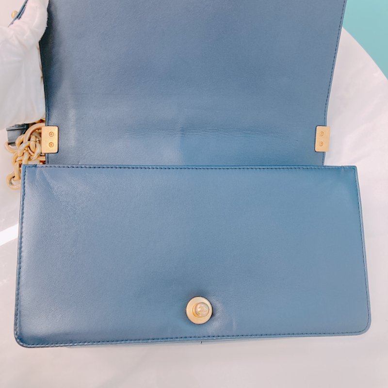 MS0351 Chanel 香奈兒 經典 中號 羊皮 海軍藍 金扣 Boy Medium 25cm Bag Lambskin Navy x GHW-19