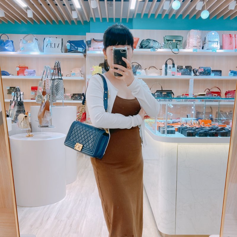 MS0351 Chanel 香奈兒 經典 中號 羊皮 海軍藍 金扣 Boy Medium 25cm Bag Lambskin Navy x GHW-23