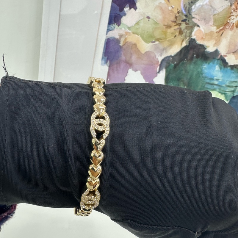 CHANEL/香奈兒23p 金色愛心 手環 M碼-3