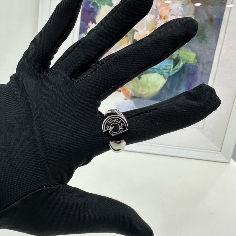 Hermes carrousel男士馬頭 男女都可以戴，徽章戒指灰銀T62碼 ，開口戒-5