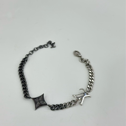 LV/路易威登INSTINCT男士銀色花卉飾件金屬手鍊