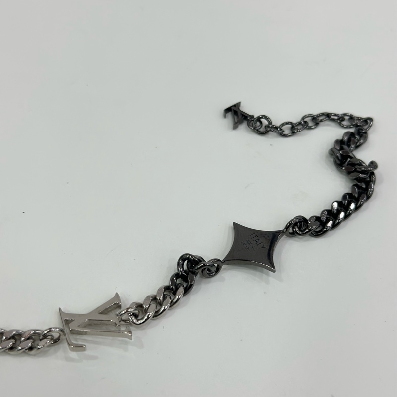LV/路易威登INSTINCT男士銀色花卉飾件金屬手鍊-4