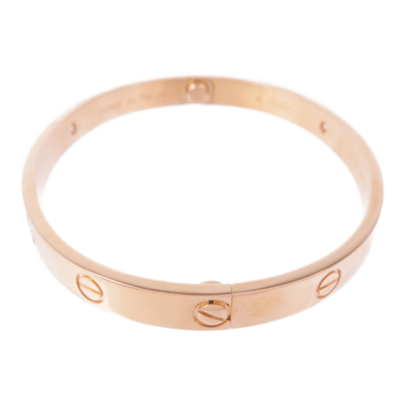 CARTIER 18K玫瑰金Love Bracelet 4 Diamonds鑽石手鐲Cartier#18-1