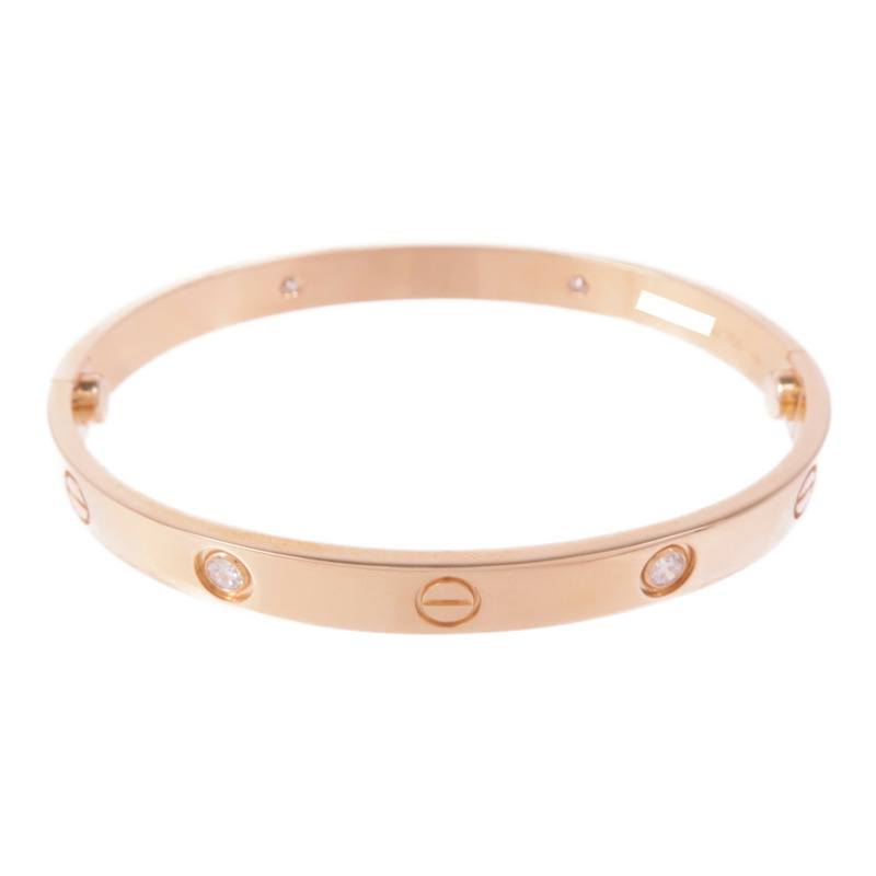 CARTIER 18K玫瑰金Love Bracelet 4 Diamonds鑽石手鐲Cartier#18-2