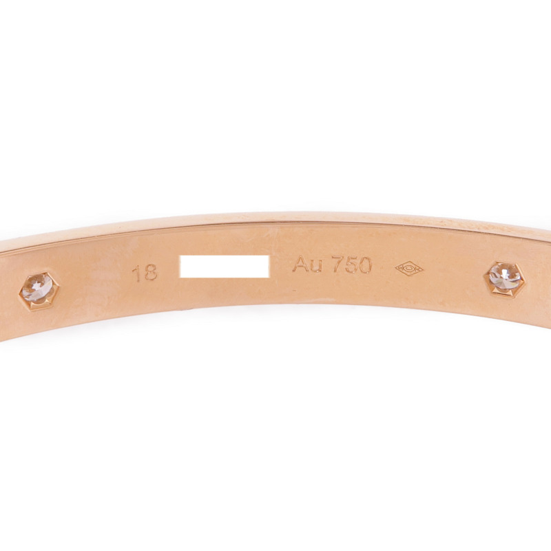 CARTIER 18K玫瑰金Love Bracelet 4 Diamonds鑽石手鐲Cartier#18-4