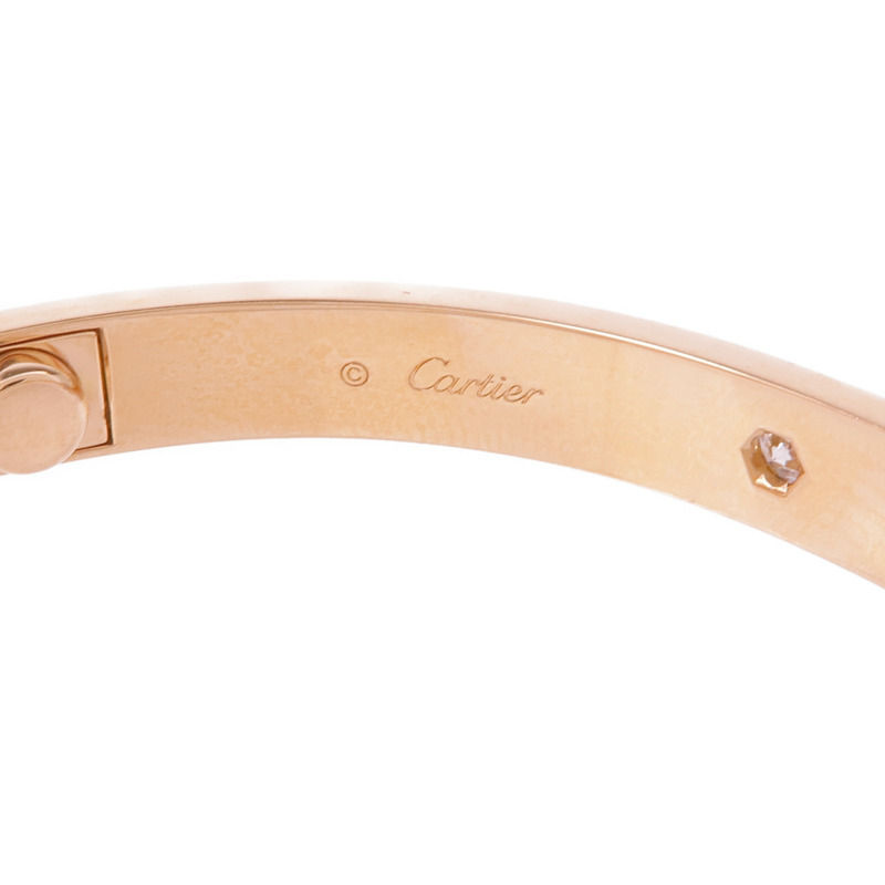 CARTIER 18K玫瑰金Love Bracelet 4 Diamonds鑽石手鐲Cartier#18-5