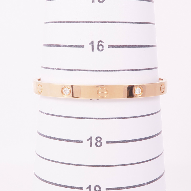 CARTIER 18K玫瑰金Love Bracelet 4 Diamonds鑽石手鐲Cartier#18-9