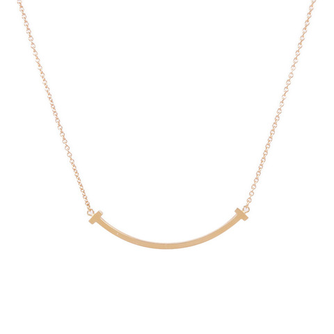 TIFFANY＆CO 18K玫瑰金T Smile Necklace項鍊