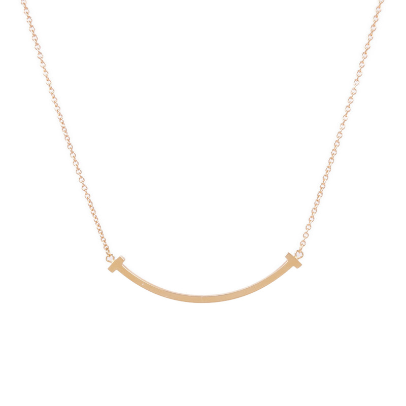 TIFFANY&CO 18K玫瑰金T Smile Necklace項鍊-0