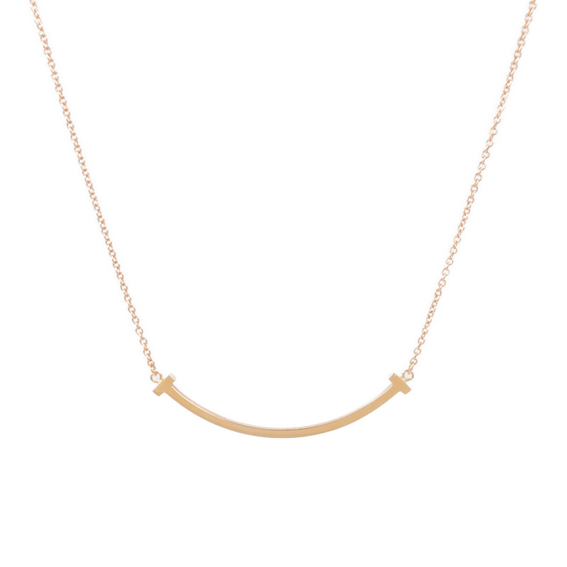 TIFFANY&CO 18K玫瑰金T Smile Necklace項鍊-1