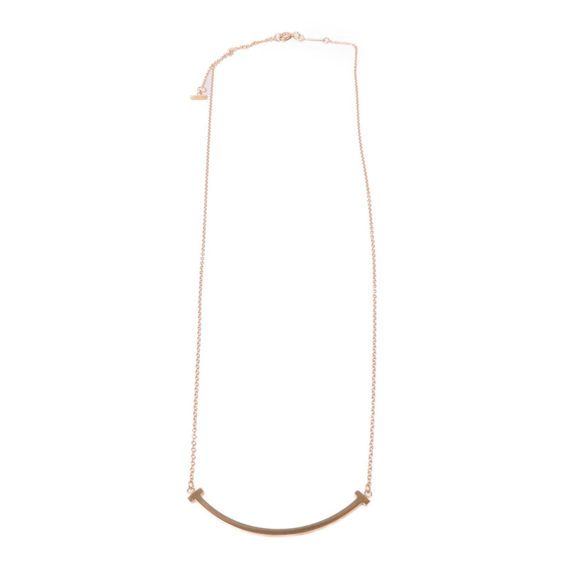 TIFFANY&CO 18K玫瑰金T Smile Necklace項鍊-2