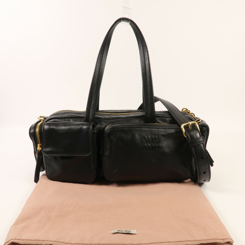 Miu Miu 羊皮皮革Pocket Handbag金扣手挽肩背兩用袋-6