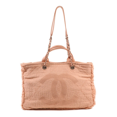 CHANEL 帆布2way Shoulderbag銀扣手挽肩背兩用袋