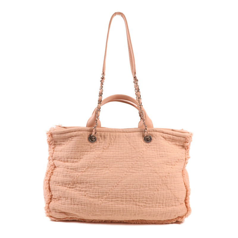 CHANEL 帆布2way Shoulderbag銀扣手挽肩背兩用袋-1