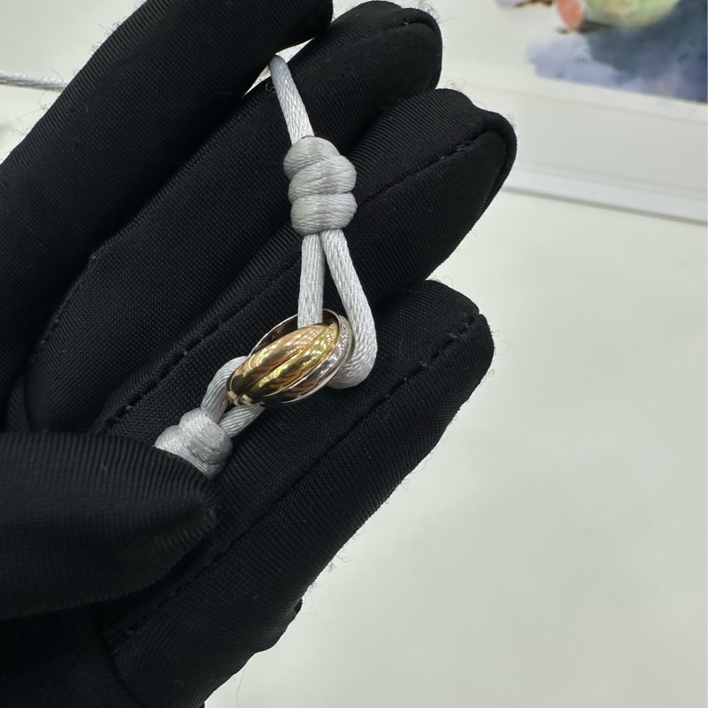 Cartier 卡地亞 三環 三色 手繩 18k黃金 玫瑰金 白金-3