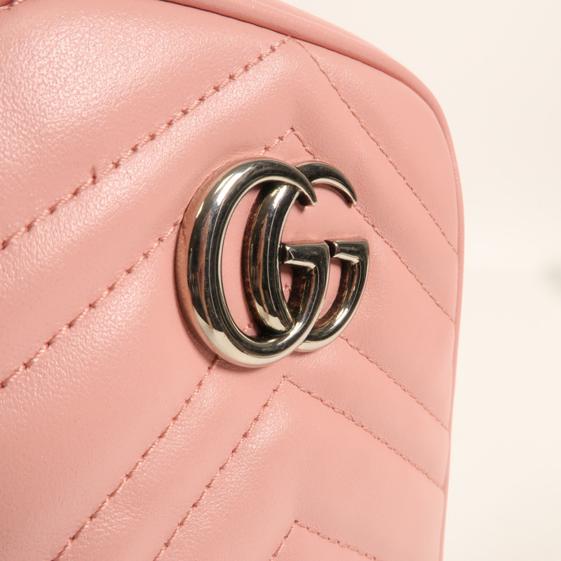 GUCCI 牛皮皮革GG Marmont銀扣鏈帶肩背袋-9