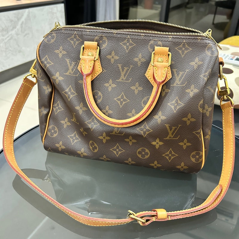 LV speedy 30 新款附背帶、盒子、購證-0