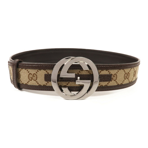 GUCCI 帆布Supreme Belt銀扣皮帶
