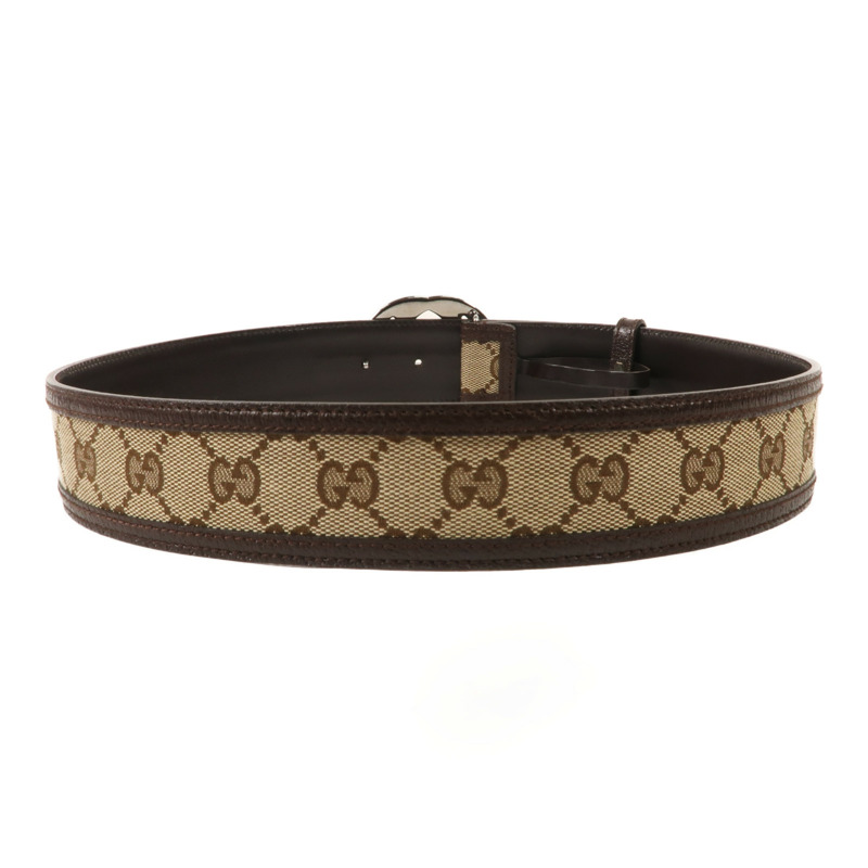 GUCCI 帆布Supreme Belt銀扣皮帶-1