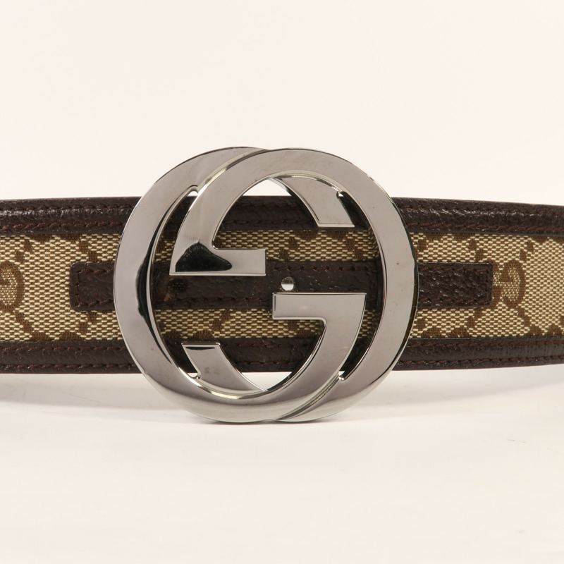 GUCCI 帆布Supreme Belt銀扣皮帶-2